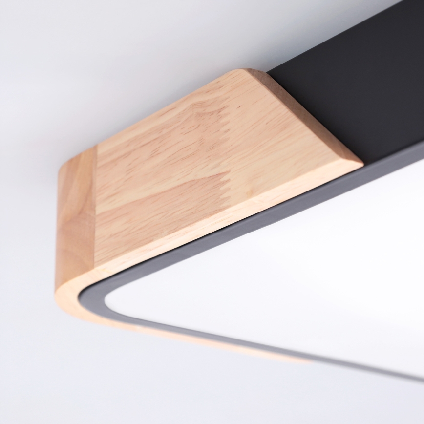 Brilagi - Lámpara de techo LED regulable PILANA LED/48W/230V 3000-6500K roble/negro 42x42 cm + mando a distancia