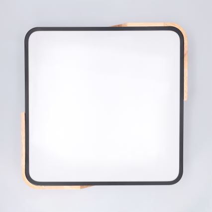 Brilagi - Lámpara de techo LED regulable PILANA LED/48W/230V 3000-6500K roble/negro 42x42 cm + mando a distancia