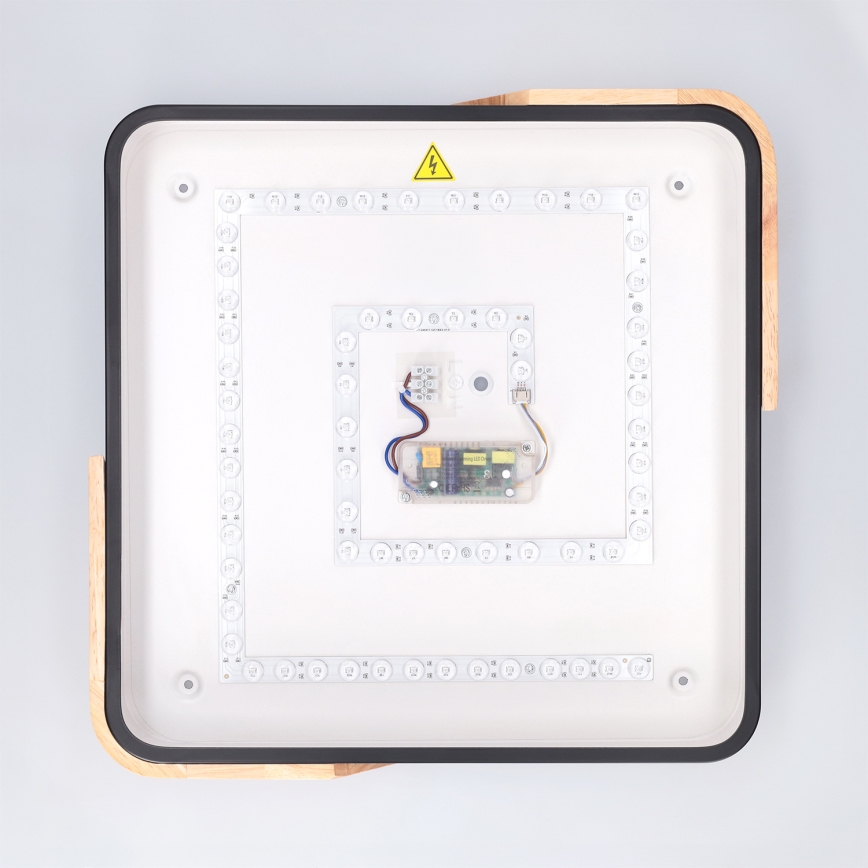 Brilagi - Lámpara de techo LED regulable PILANA LED/48W/230V 3000-6500K roble/negro 42x42 cm + mando a distancia