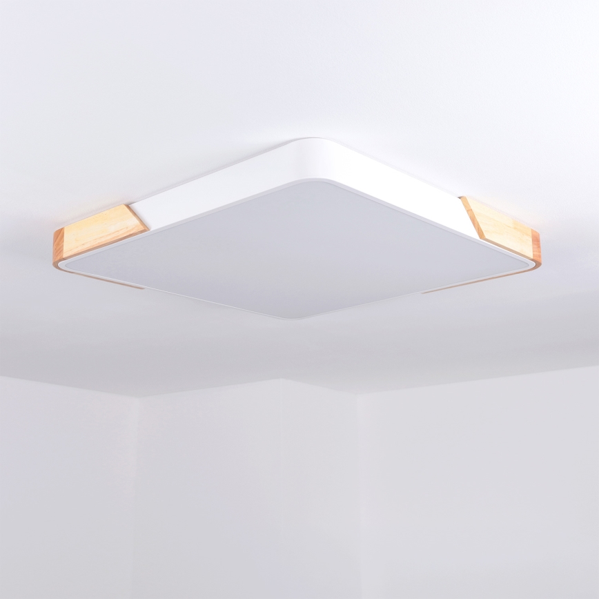 Brilagi - Lámpara de techo LED regulable PILANA LED/60W/230V 3000-6500K roble/blanco 56x56 cm + mando a distancia