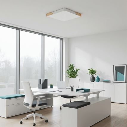 Brilagi - Lámpara de techo LED regulable PILANA LED/60W/230V 3000-6500K roble/blanco 56x56 cm + mando a distancia