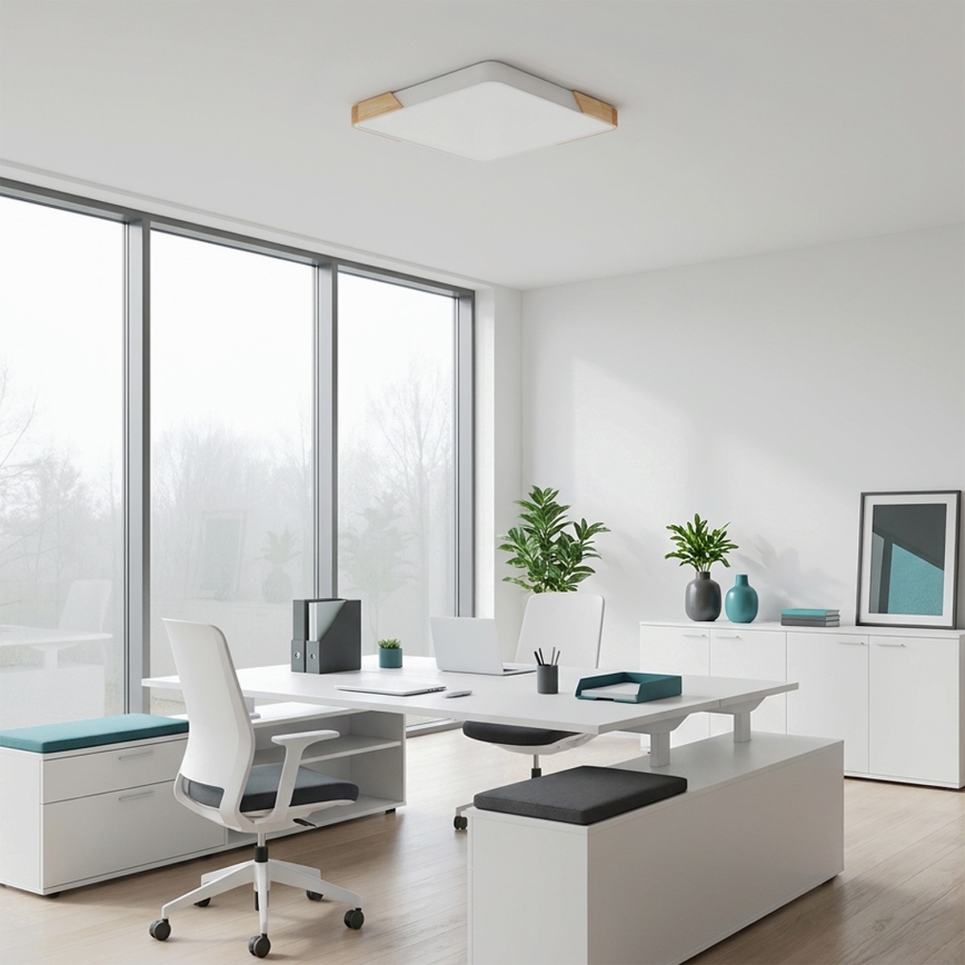 Brilagi - Lámpara de techo LED regulable PILANA LED/60W/230V 3000-6500K roble/blanco 56x56 cm + mando a distancia