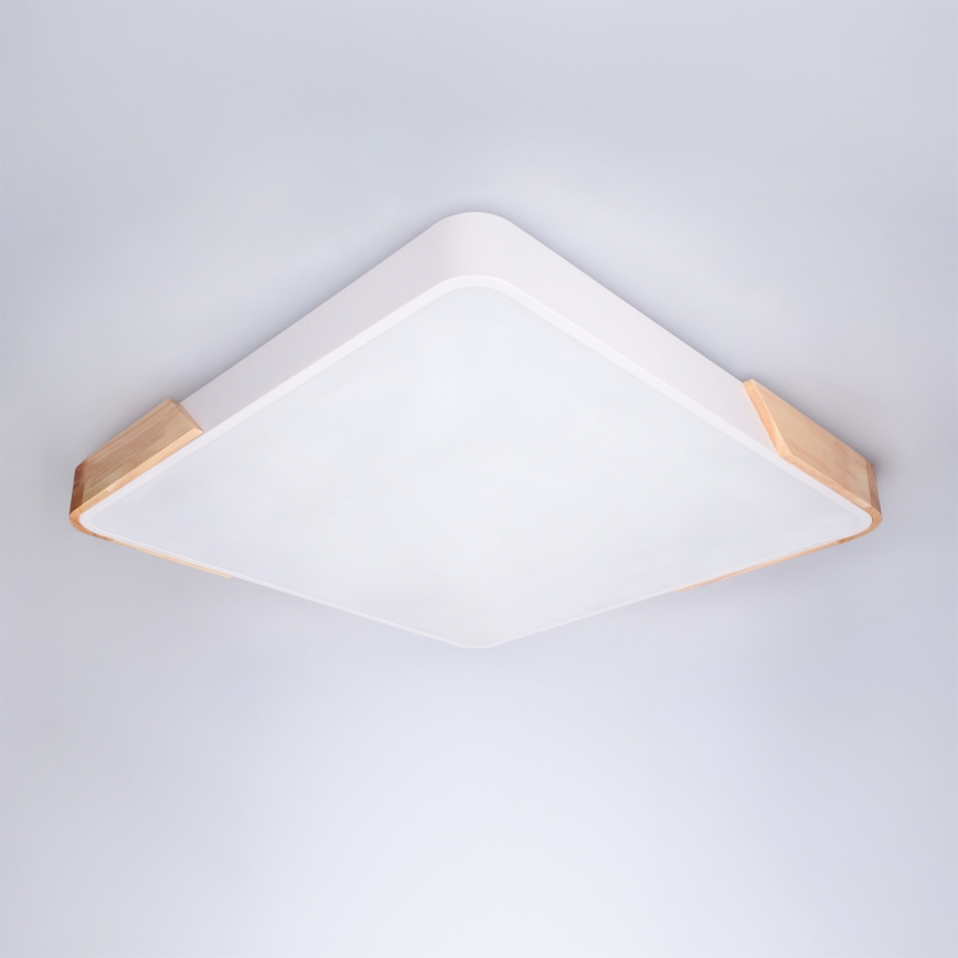Brilagi - Lámpara de techo LED regulable PILANA LED/60W/230V 3000-6500K roble/blanco 56x56 cm + mando a distancia