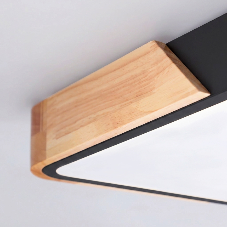 Brilagi - Plafón LED regulable PILANA LED/60W/230V 3000-6500K roble/negro 56x56 cm + control remoto