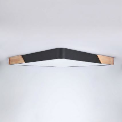 Brilagi - Plafón LED regulable PILANA LED/60W/230V 3000-6500K roble/negro 56x56 cm + control remoto