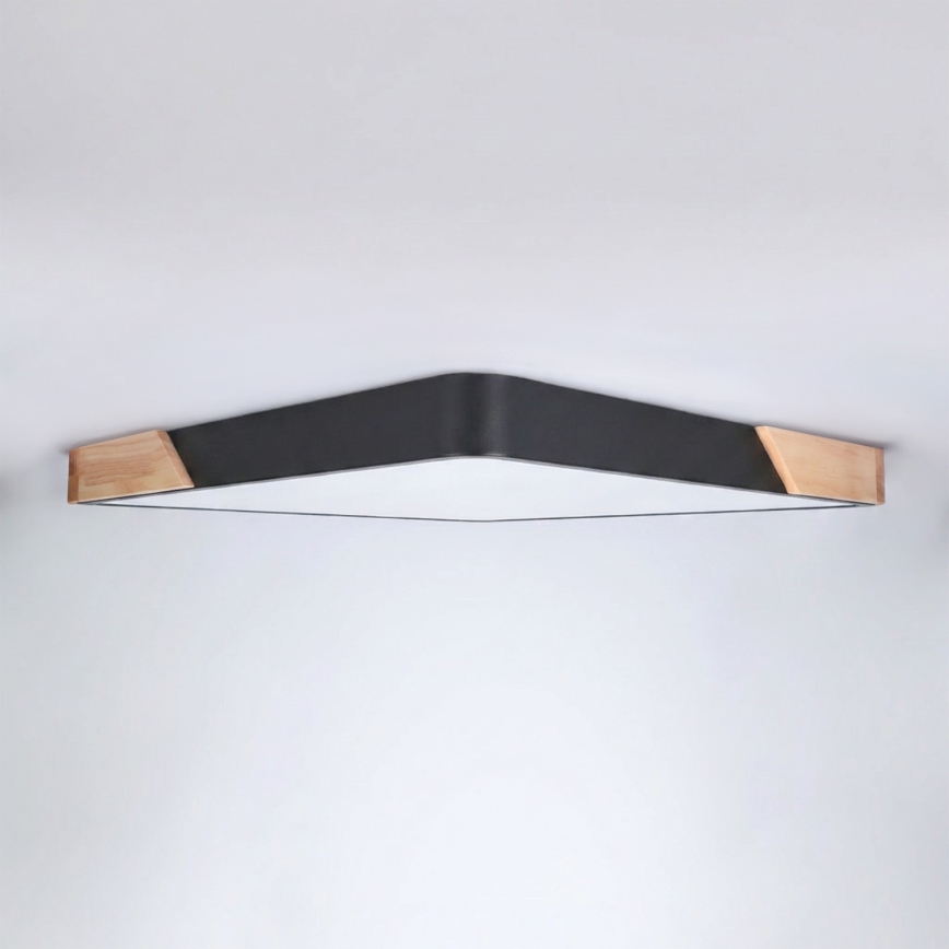 Brilagi - Plafón LED regulable PILANA LED/60W/230V 3000-6500K roble/negro 56x56 cm + control remoto