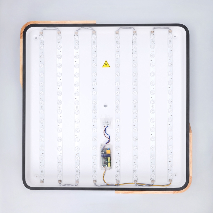 Brilagi - Plafón LED regulable PILANA LED/60W/230V 3000-6500K roble/negro 56x56 cm + control remoto