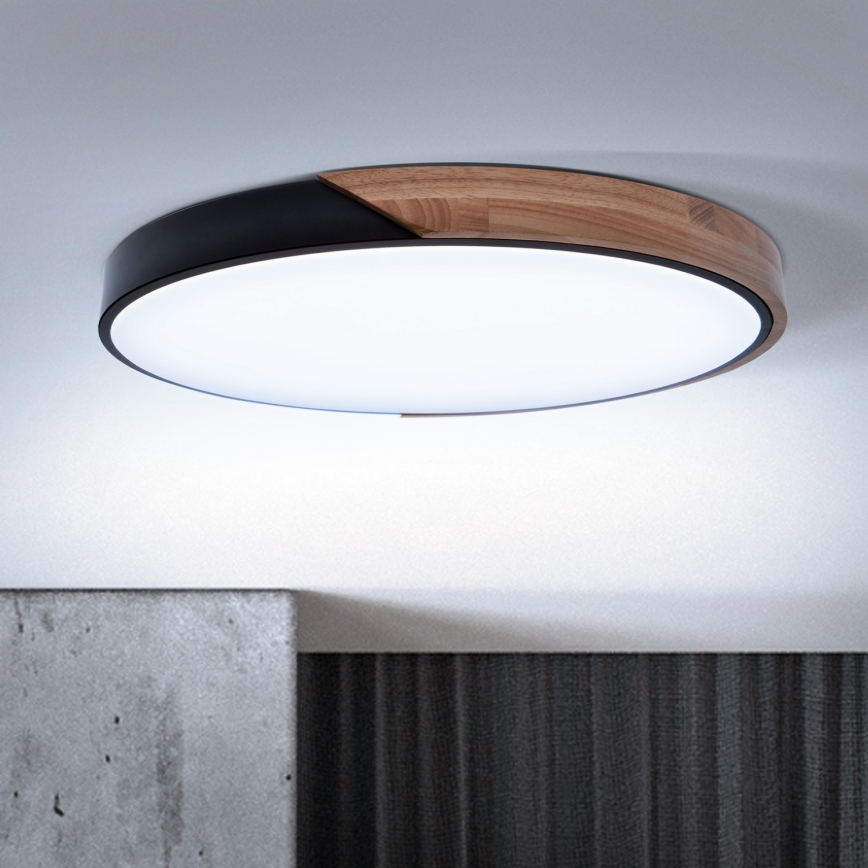 Brilagi - Luminaria de techo LED regulable PILANA LED/60W/230V 3000-6500K roble/negro Ø 60 cm + mando a distancia