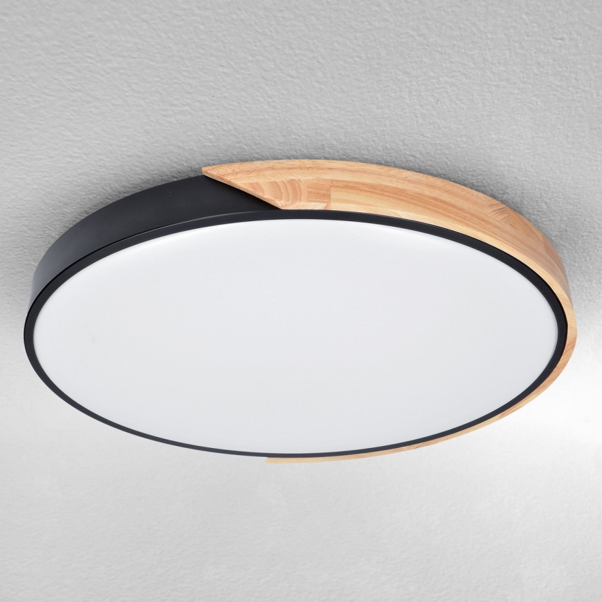 Brilagi - Luminaria de techo LED regulable PILANA LED/60W/230V 3000-6500K roble/negro Ø 60 cm + mando a distancia