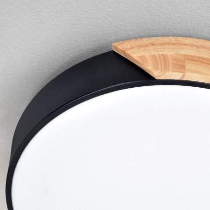 Brilagi - Luminaria de techo LED regulable PILANA LED/60W/230V 3000-6500K roble/negro Ø 60 cm + mando a distancia
