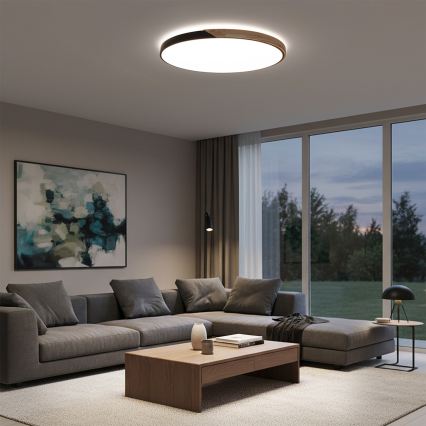 Brilagi - Luminaria de techo LED regulable PILANA LED/72W/230V 3000-6500K roble/negro Ø 80 cm + control remoto