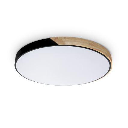 Brilagi - Luminaria de techo LED regulable PILANA LED/72W/230V 3000-6500K roble/negro Ø 80 cm + control remoto