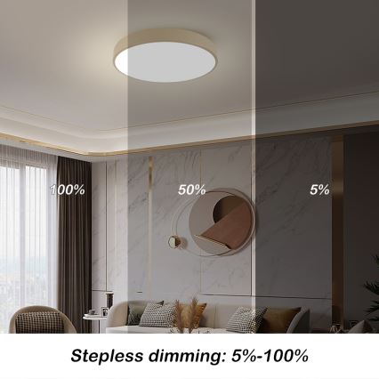 BRILAGI - Luminaria de techo LED regulable POOL LED/60W/230V 3000-6000K Ø 60 cm beige + mando a distancia