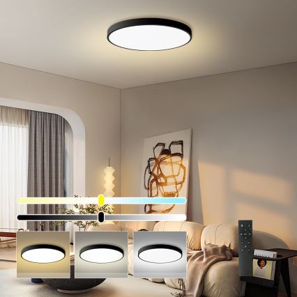 Brilagi - Luminaria LED de techo regulable POOL SMART LED/180W/230V 3000-6000K Ø120 cm Wi-Fi Tuya negra + mando a distancia