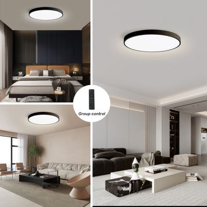 Brilagi - Luminaria LED de techo regulable POOL SMART LED/180W/230V 3000-6000K Ø120 cm Wi-Fi Tuya negra + mando a distancia