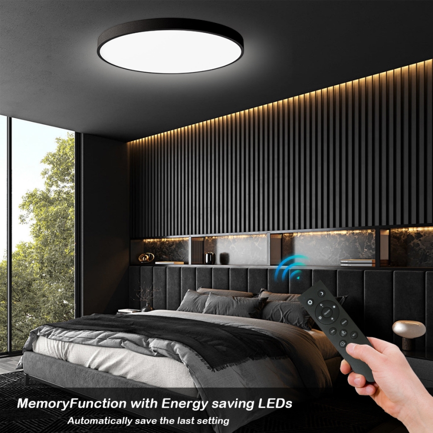 Brilagi - Luminaria LED de techo regulable POOL SMART LED/180W/230V 3000-6000K Ø120 cm Wi-Fi Tuya negra + mando a distancia