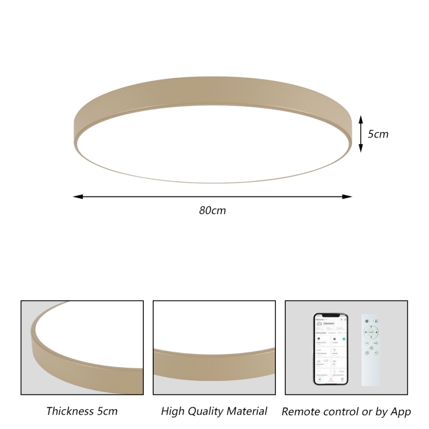 Brilagi - Luminaria de techo LED regulable POOL SMART LED/100W/230V 3000-6000K 80 cm beige Wi-Fi Tuya + mando a distancia