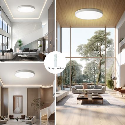 Brilagi - Luminaria de techo LED regulable POOL SMART LED/128W/230V 3000-6000K Ø 100 cm Wi-Fi Tuya blanco + mando a distancia