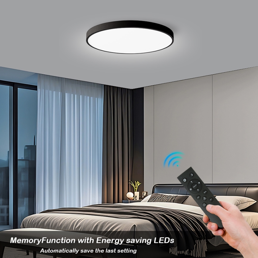 Brilagi - Luminaria de techo LED regulable POOL SMART LED/128W/230V 3000-6000K diámetro 100 cm Wi-Fi Tuya negra + mando a distancia