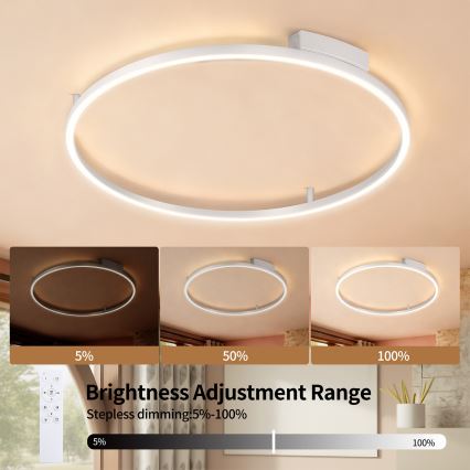Brilagi - Luminaria de techo LED regulable PORTOFINO LED/60W/230V 3000-6000K Ø 80 cm acabado plateado + mando a distancia