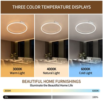 Brilagi - Luminaria de techo LED regulable PORTOFINO LED/60W/230V 3000-6000K Ø 80 cm acabado plateado + mando a distancia