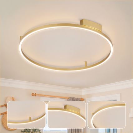 Brilagi - Lámpara de techo LED regulable PORTOFINO LED/60W/230V 3000-6000K Ø 80 cm dorado + control remoto