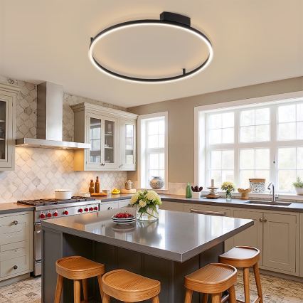 Brilagi - Luminaria de techo LED regulable PORTOFINO LED, 60 W, 230 V, 3000–6000 K, Ø 80 cm, negra, con mando a distancia