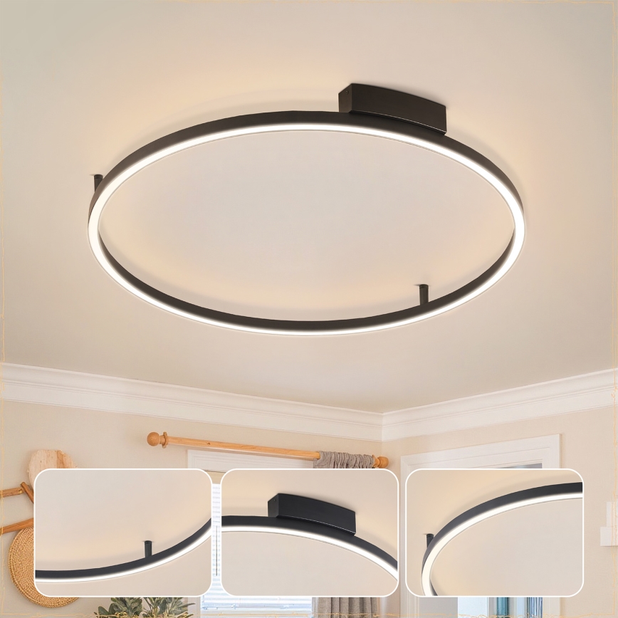 Brilagi - Luminaria de techo LED regulable PORTOFINO LED, 60 W, 230 V, 3000–6000 K, Ø 80 cm, negra, con mando a distancia
