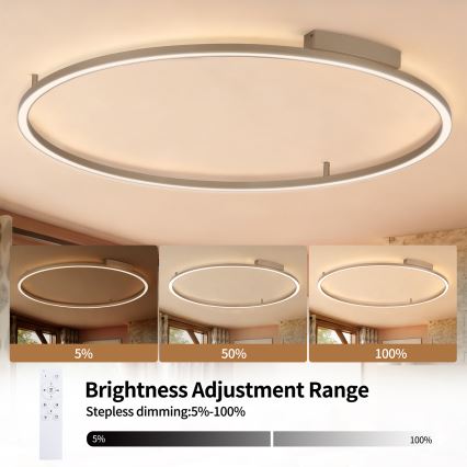 Brilagi - Lámpara de techo LED regulable PORTOFINO LED/85W/230V 3000-6000K, diámetro 120 cm, beige + mando a distancia