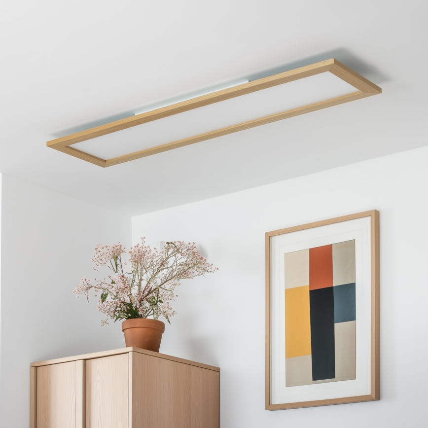 Brilagi - Luminaria de techo LED regulable SLIMFRAME WOOD LED/58W/230V 124x34 cm 3000-6000K marrón + mando a distancia