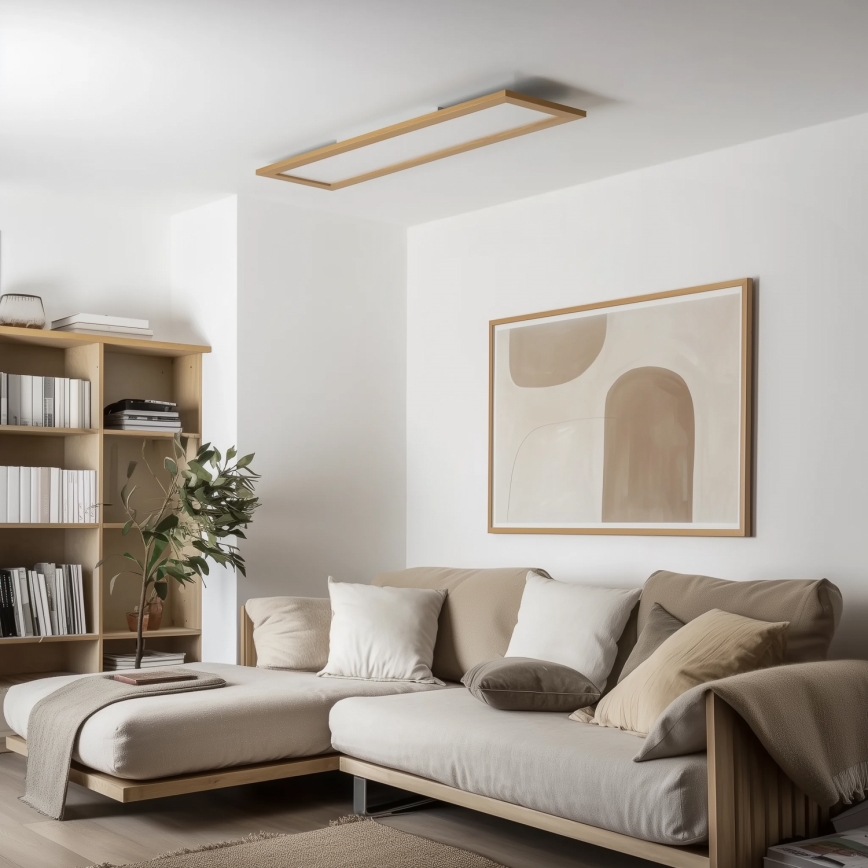 Brilagi - Luminaria de techo LED regulable SLIMFRAME WOOD LED/58W/230V 124x34 cm 3000-6000K marrón + mando a distancia