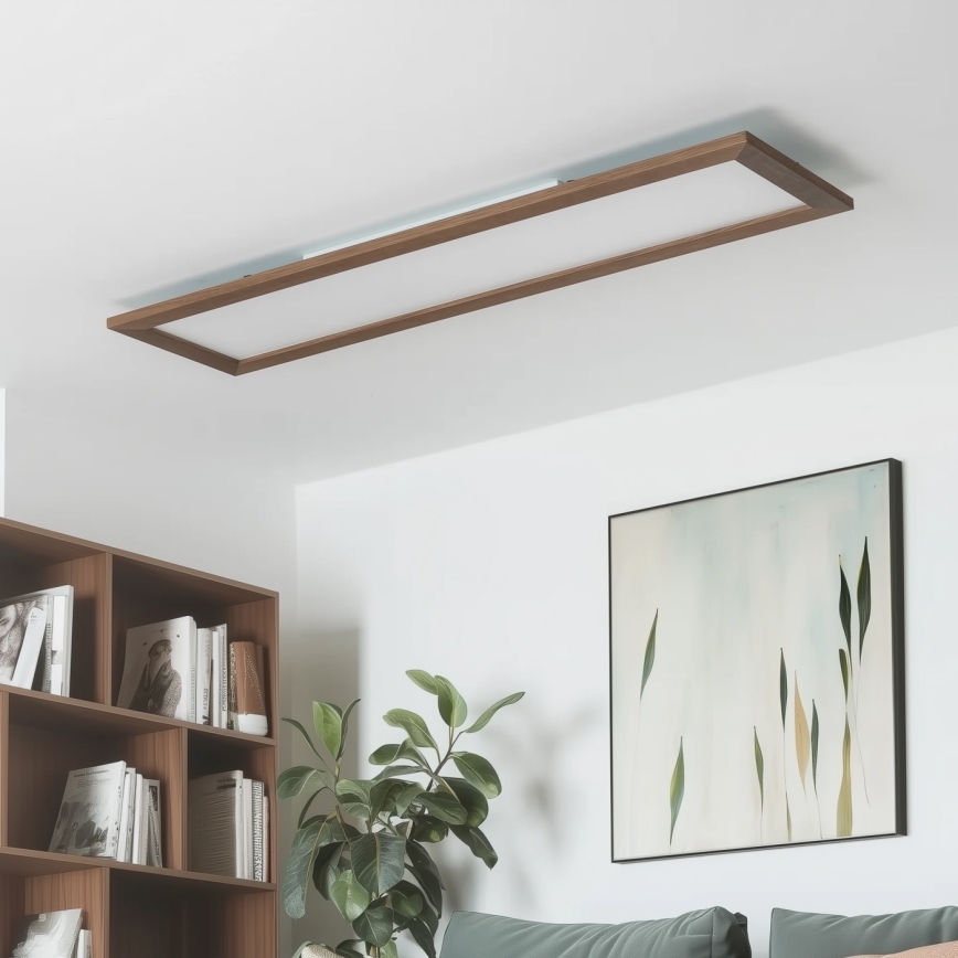 Brilagi - Lámpara de techo LED regulable SLIMFRAME WOOD LED/58W/230V 124x34 cm 3000-6000K marrón oscuro + mando a distancia