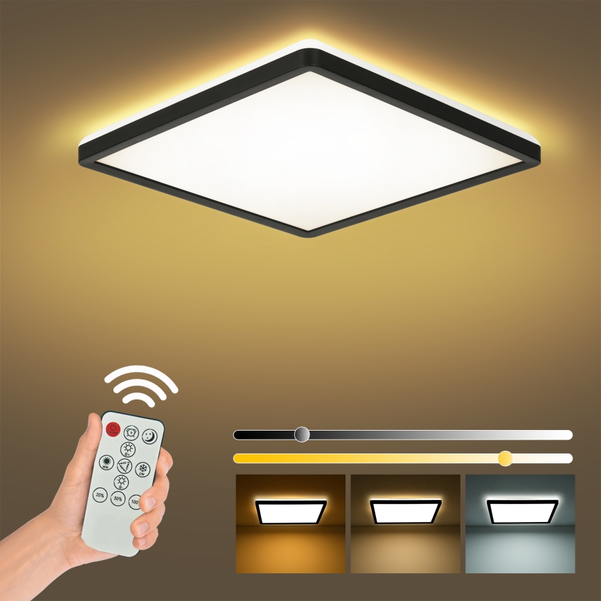 Brilagi - Plafón LED regulable ULTRA SLIM 18W/230V 2700-6500K 30x30 cm negro + mando a distancia