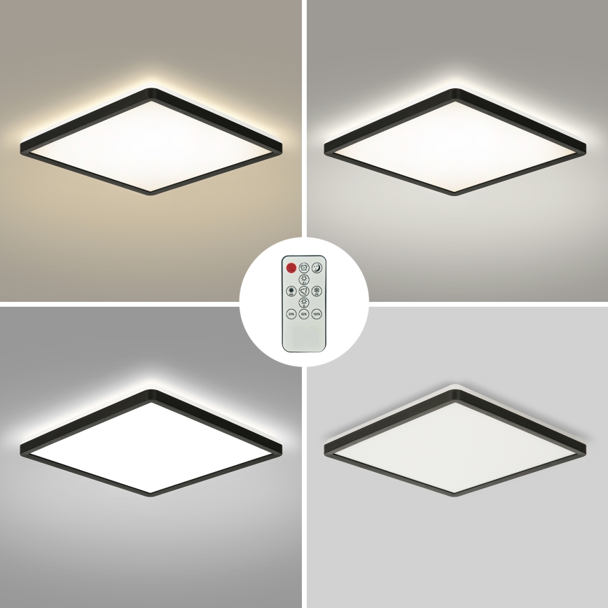 Brilagi - Plafón LED regulable ULTRA SLIM 18W/230V 2700-6500K 30x30 cm negro + mando a distancia