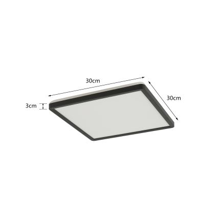 Brilagi - Plafón LED regulable ULTRA SLIM 18W/230V 2700-6500K 30x30 cm negro + mando a distancia