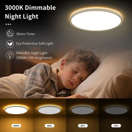 Brilagi - Lámpara de techo LED regulable ULTRA SLIM LED/18W/230V 2700-6500K Ø 30 cm blanca + mando a distancia