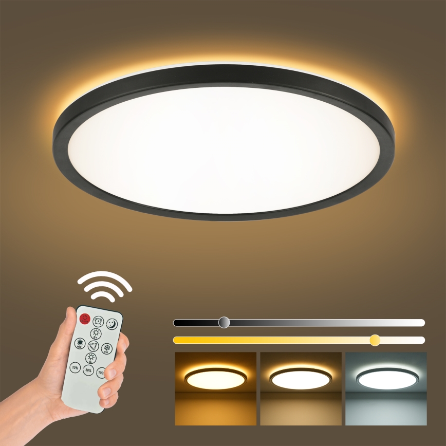 Brilagi - Plafón LED regulable ULTRA SLIM LED/18W/230V 2700-6500K Ø 30 cm negro + mando a distancia
