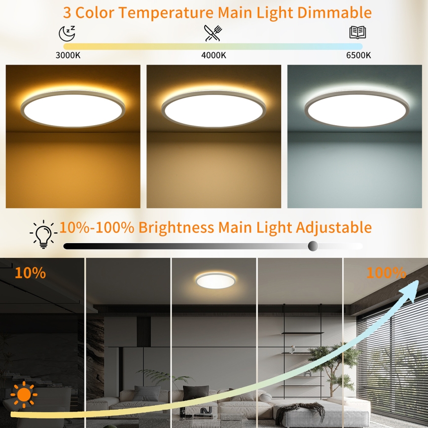 Brilagi - Luminaria LED de techo regulable ULTRA SLIM LED/24W/230V 2700-6500K, diámetro 42 cm, blanco + mando a distancia