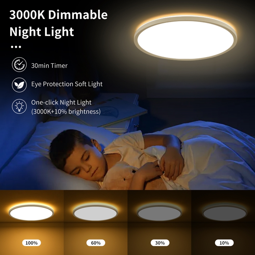 Brilagi - Luminaria LED de techo regulable ULTRA SLIM LED/24W/230V 2700-6500K, diámetro 42 cm, blanco + mando a distancia