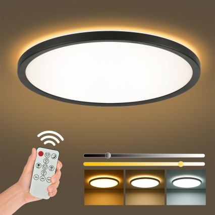 Brilagi - Luminaria de techo LED regulable ULTRA SLIM LED/24W/230V 2700-6500K diámetro 42 cm negra + mando a distancia