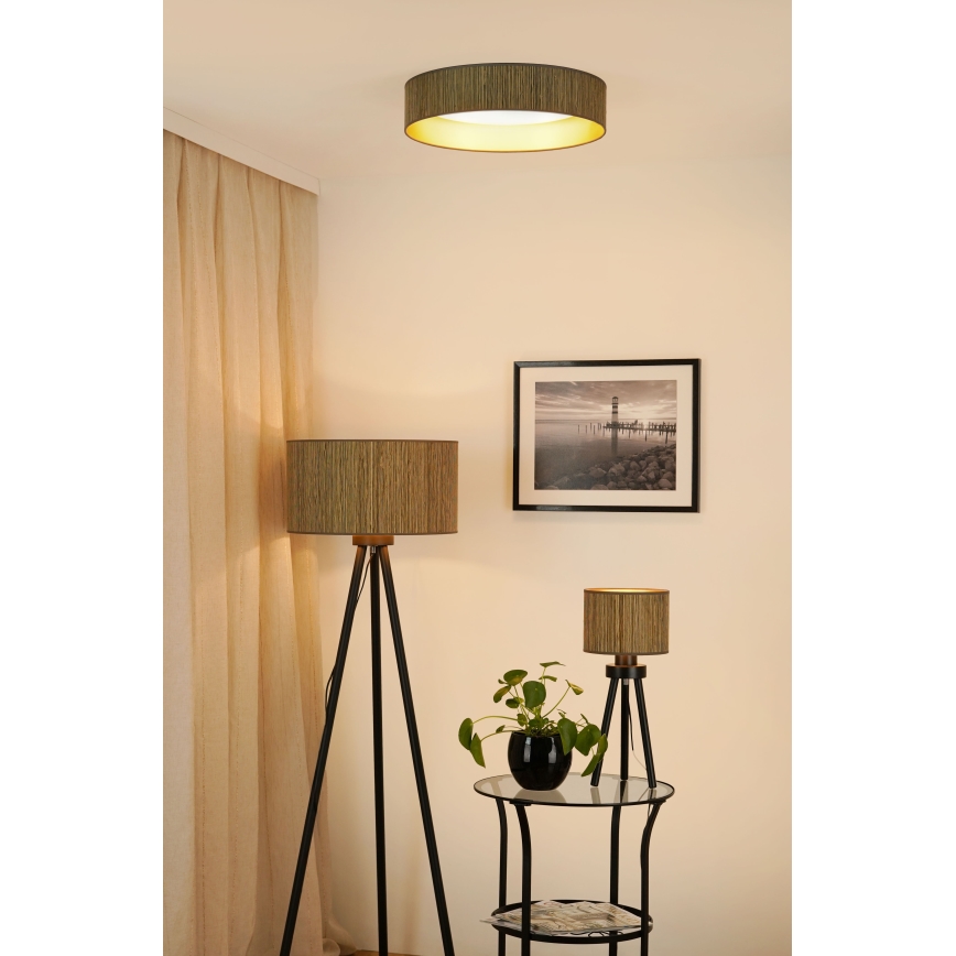 Brilagi - Lámpara de techo LED regulable VEGAS SHINE LED/24W/230V Ø 45 cm 3000/4000/6500K paja marrón/dorado + mando a distancia