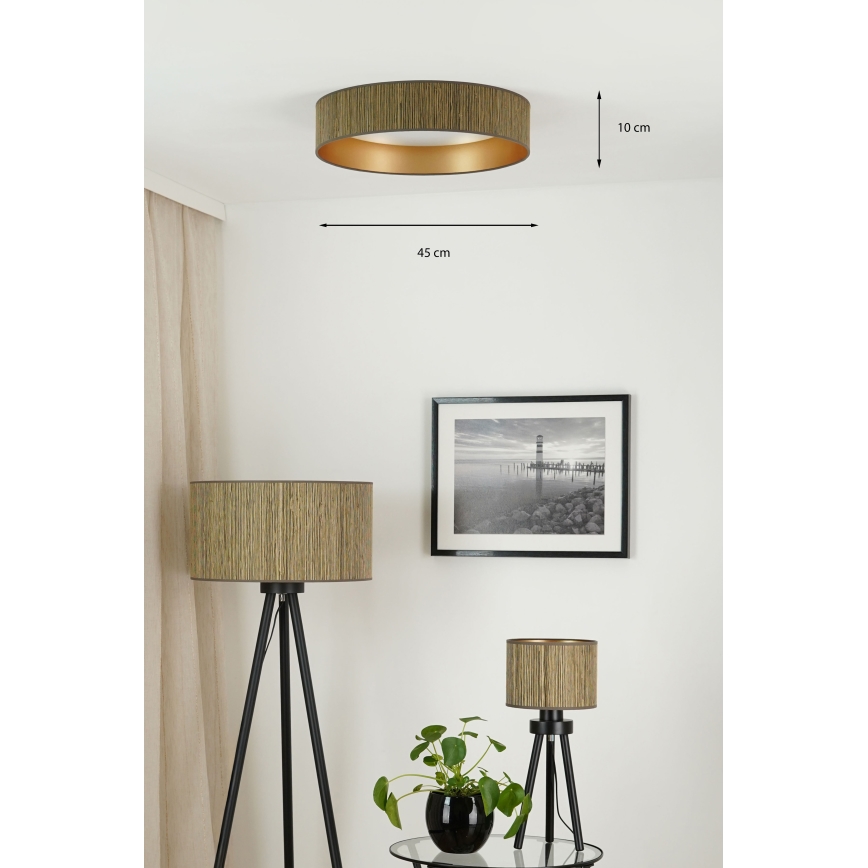 Brilagi - Lámpara de techo LED regulable VEGAS SHINE LED/24W/230V Ø 45 cm 3000/4000/6500K paja marrón/dorado + mando a distancia