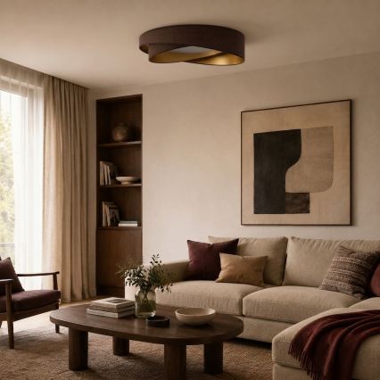 BRILAGI - Luminaria de techo LED regulable VELVET TWIST LED/36W/230V 3000-6000K diámetro 65 cm Wi-Fi Tuya Beacon marrón/dorado + mando a distancia