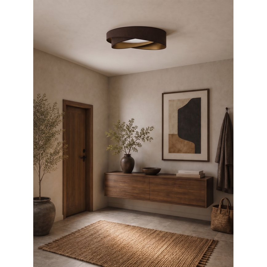 BRILAGI - Luminaria de techo LED regulable VELVET TWIST LED/36W/230V 3000-6000K diámetro 65 cm Wi-Fi Tuya Beacon marrón/dorado + mando a distancia