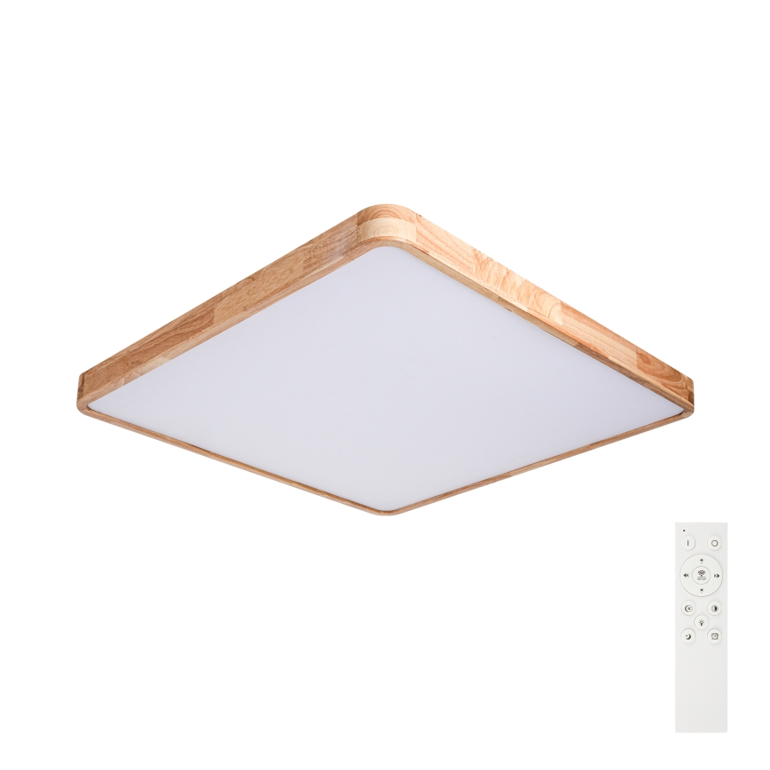 BRILAGI - Luminaria de techo LED regulable WOODLINE SQUARE LED/100W/230V 3000-6000K roble 80x80 cm + mando a distancia