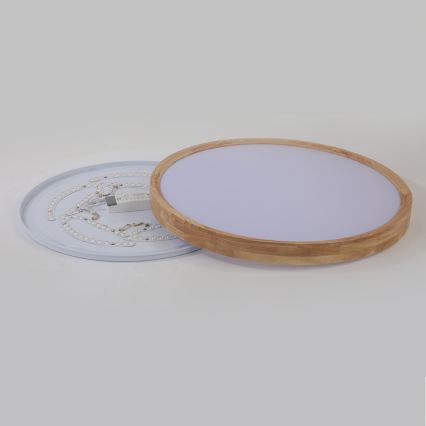 Brilagi - Luminaria de techo LED regulable WOODROUND LED/40W/230V 3000-6000K Ø 60 cm madera CRI 90 + mando a distancia