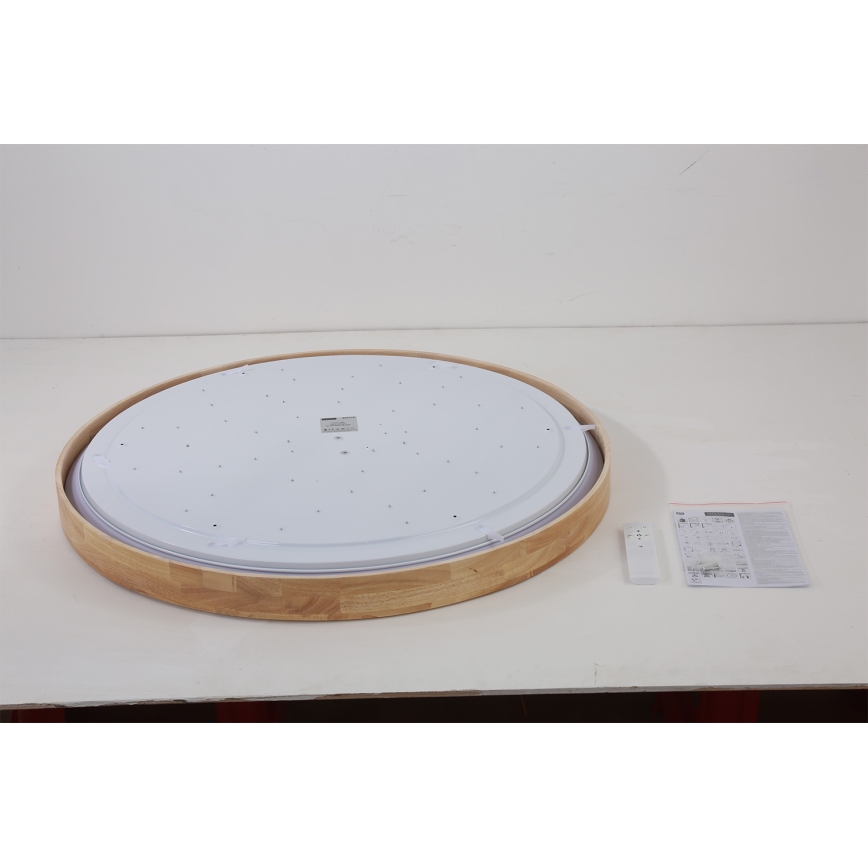 Brilagi - Plafón LED regulable WOODROUND LED/70W/230V 3000-6000K Ø 80 cm acabado madera CRI 90 + mando a distancia
