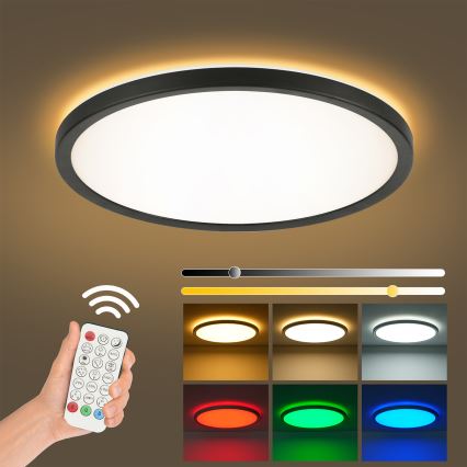 Brilagi - Lámpara de techo regulable LED RGBW ULTRA SLIM LED/18W/230V 2700–6500K Ø 30 cm negra + mando a distancia