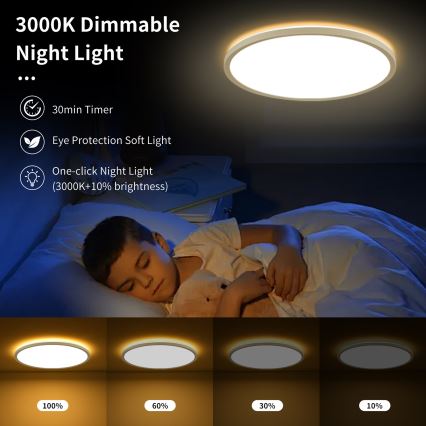 Brilagi - Plafón de techo LED RGBW regulable ULTRA SLIM LED/18W/230V 2700-6500K diámetro 30 cm blanco + mando a distancia