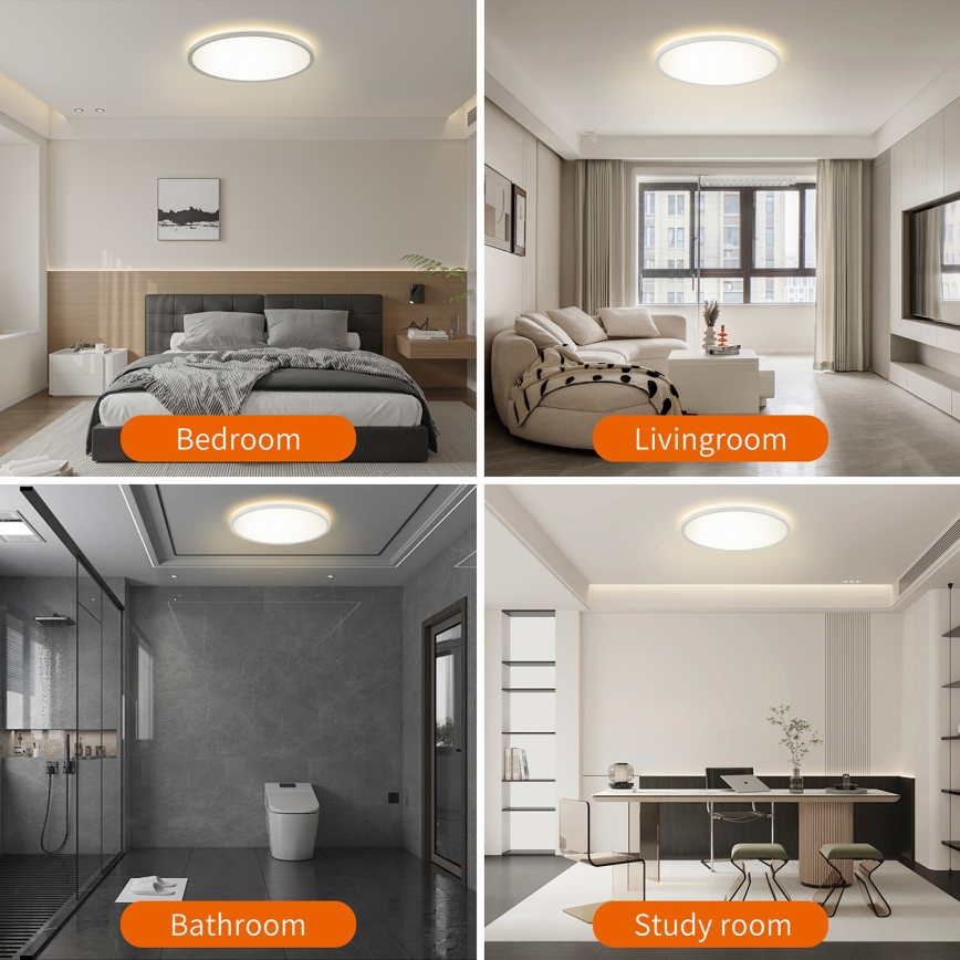 Brilagi - Plafón de techo LED RGBW regulable ULTRA SLIM LED/18W/230V 2700-6500K diámetro 30 cm blanco + mando a distancia